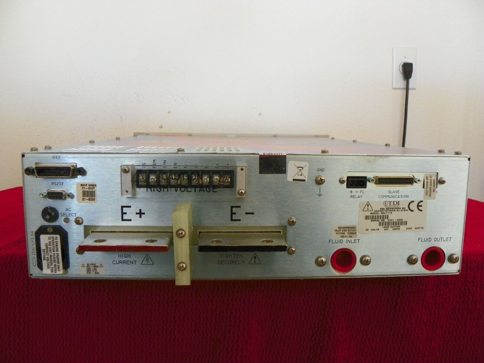 TDI Dynaload WCL488 50-400-2000 2KW Electronic Load SDL 1118 TDI Dynaload WCL488 50-400-2000 2KW Electronic Load SDL 1118